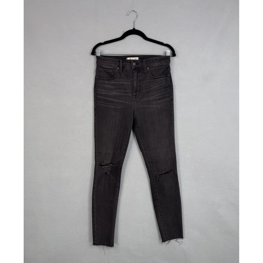 Madewell Jeans Womens 28 Gray Curvy High Rise Skinny Distressed Raw Hem Stretch